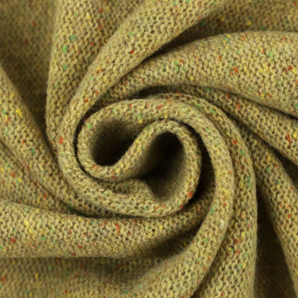 Italian Wool Silk Sweater Knit Olive Mustard