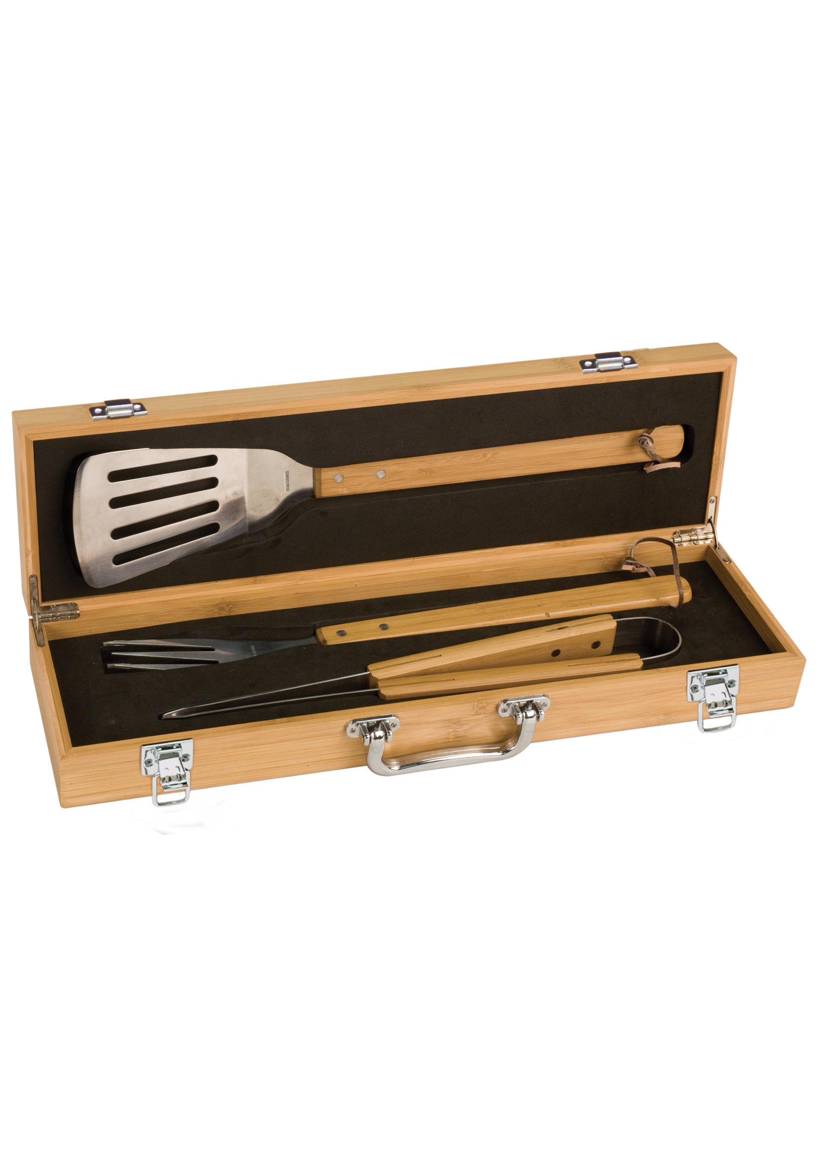 3-Piece Bamboo BBQ Set in Bamboo Case