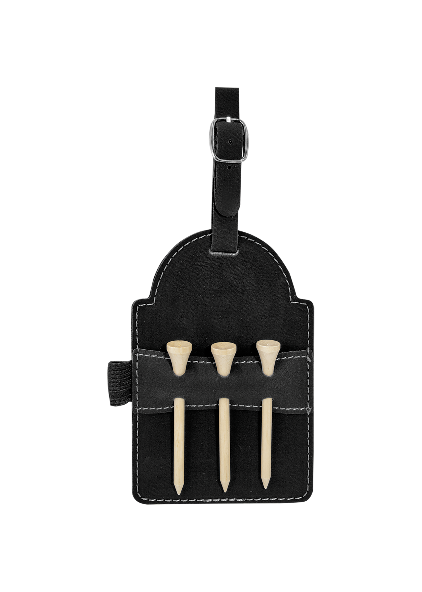 Golf Bag Tag w/tee holder Leatherette