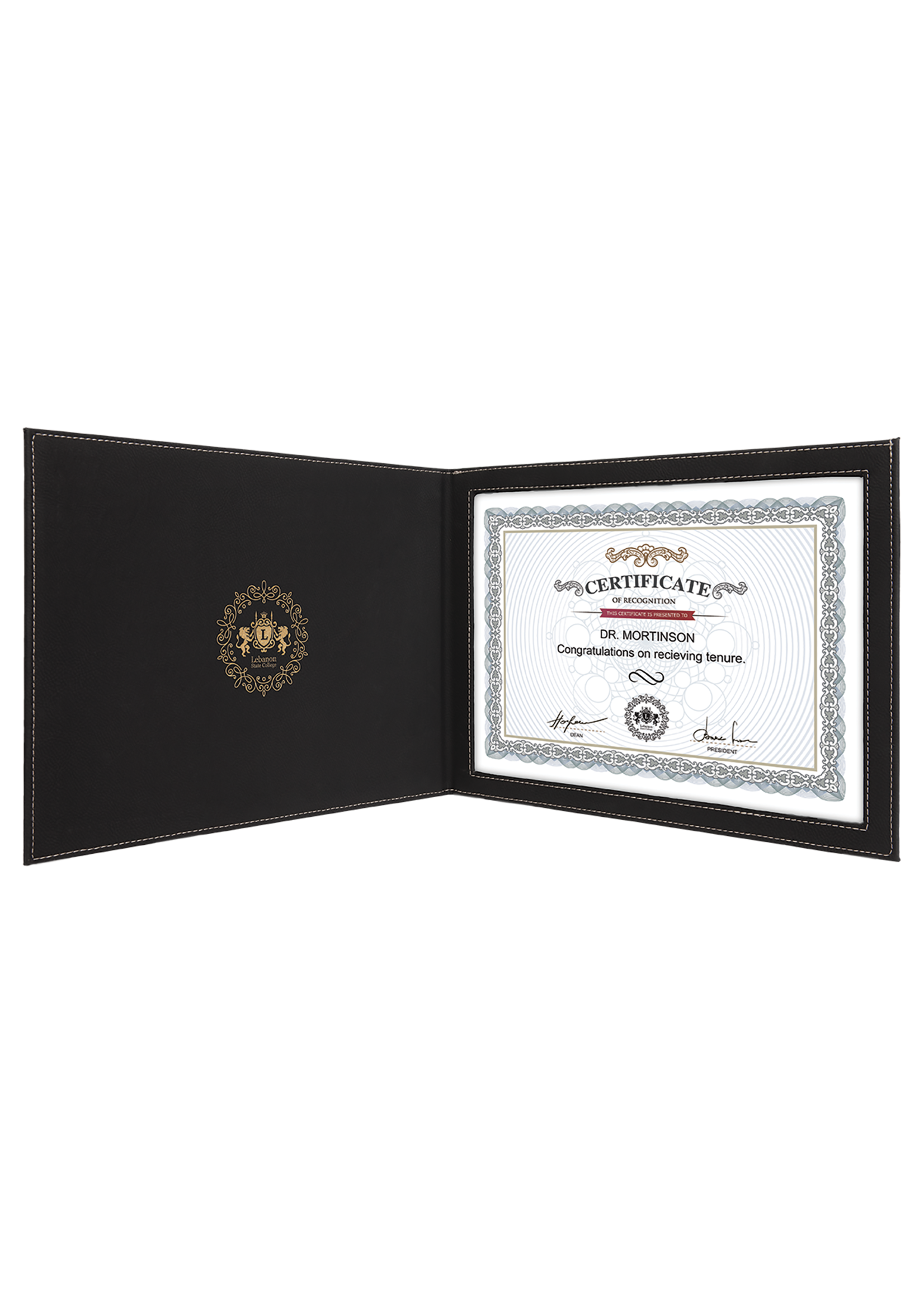 9" x 12"  Laserable Leatherette Certificate Holder for 8 1/2" x 11