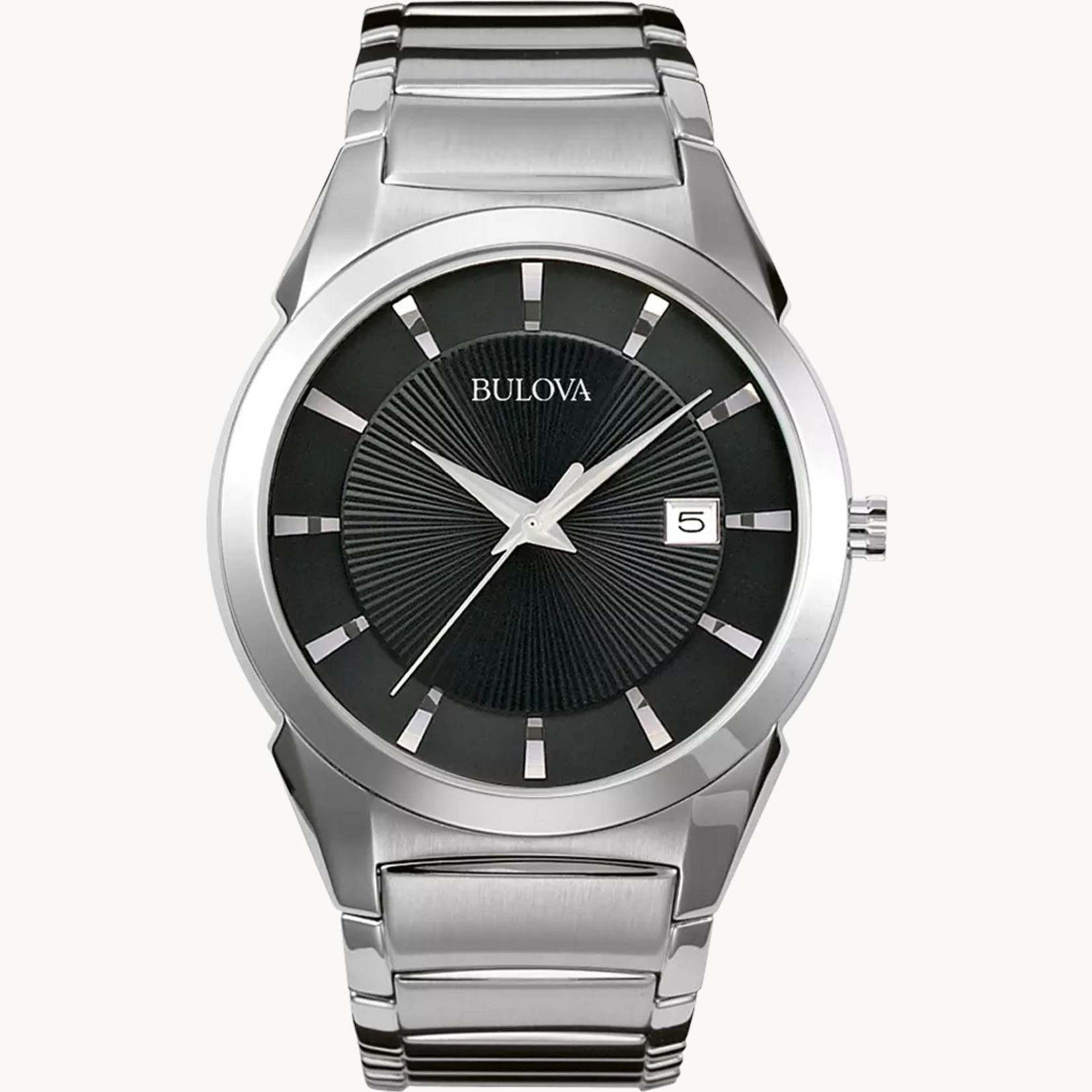 Bulova Classic - Men's  Silver Bracelet Black Face