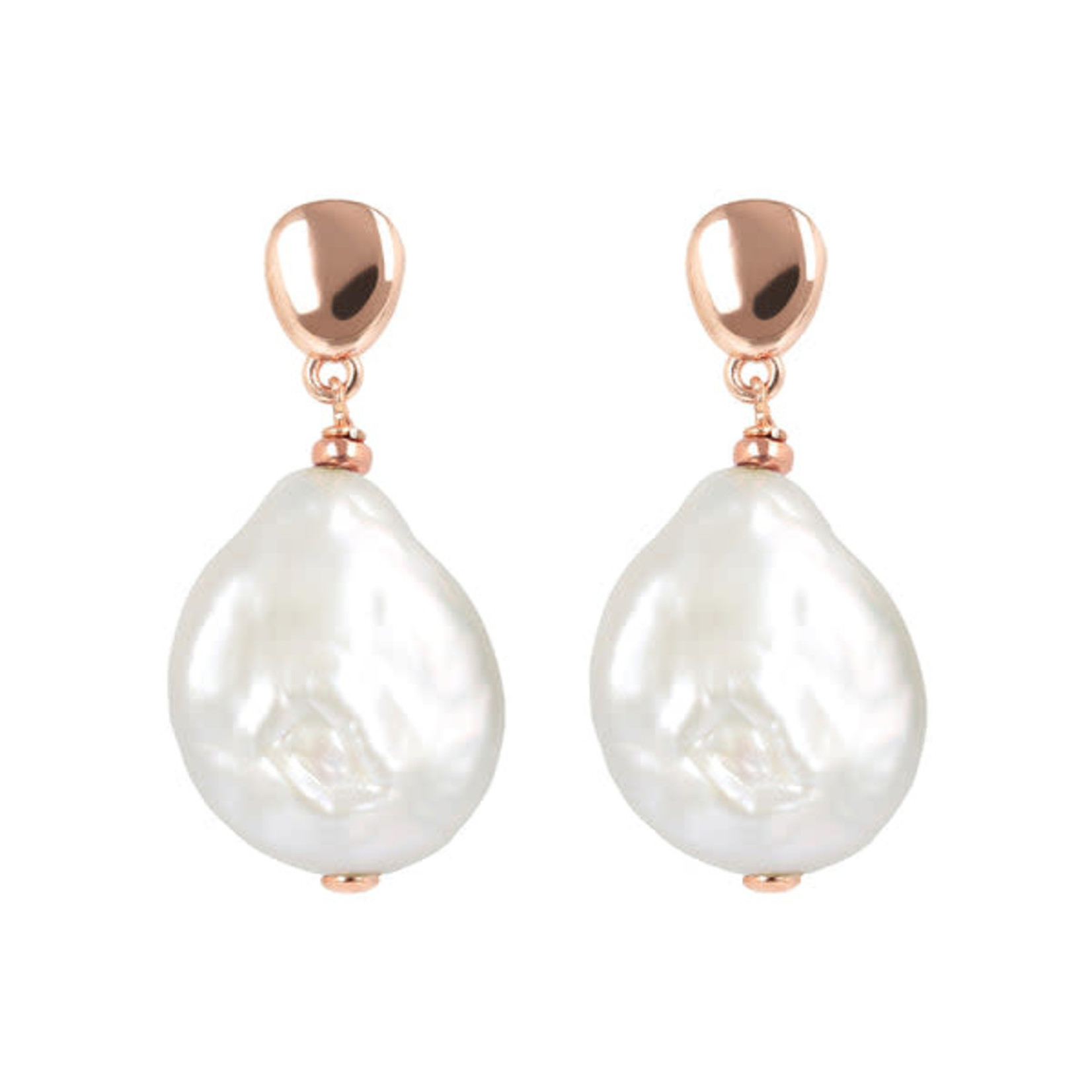 Bronzallure BRONZALLURE Baroque Coin Pearl Dangle Earrings