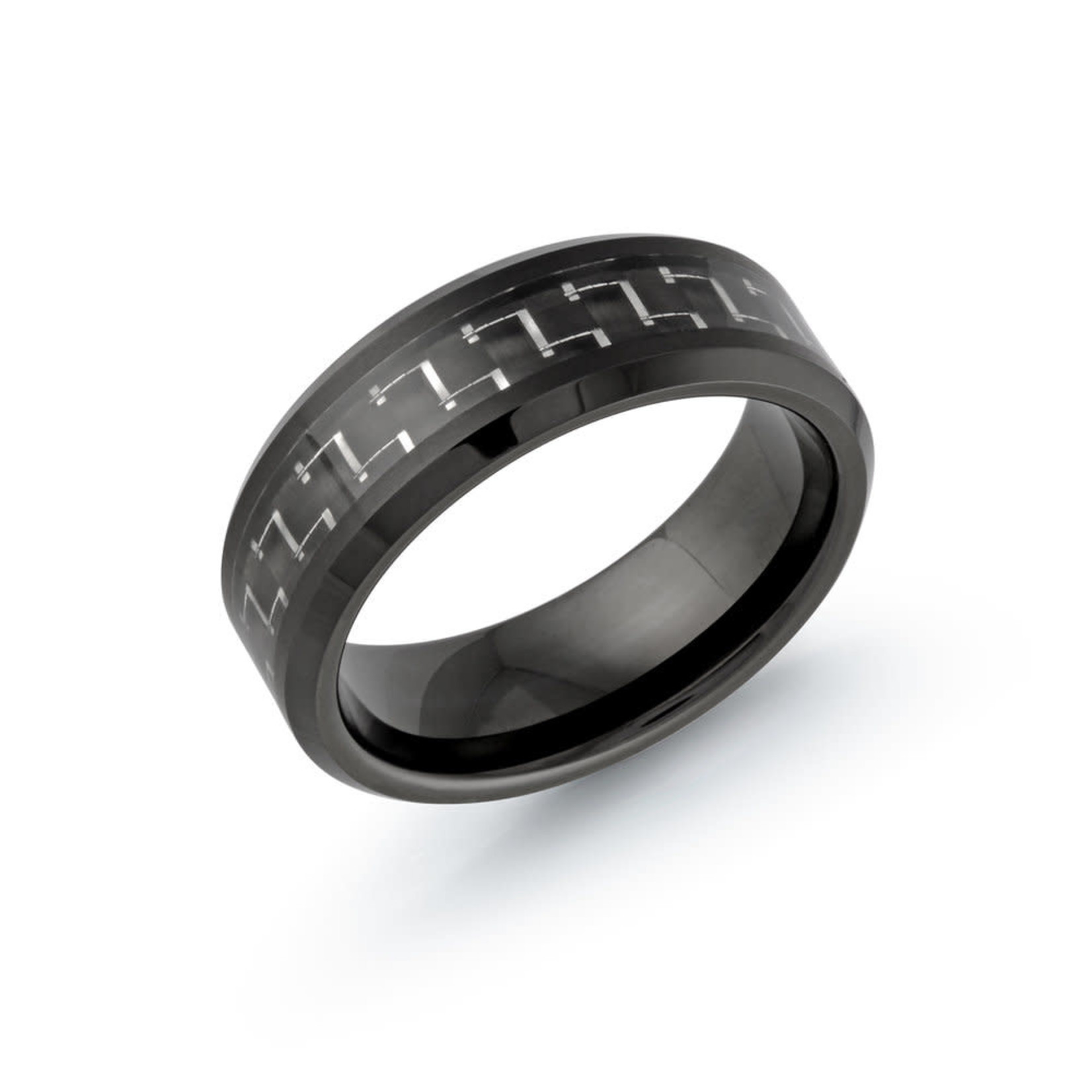 8mm Tungsten Black/White Wedding Band