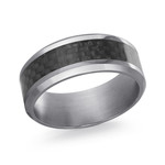 8mm Grey Tantalum Carbon Fiber Center Wedding Band