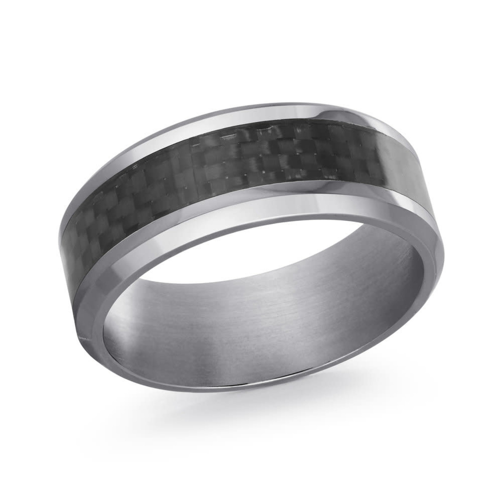 8mm Grey Tantalum Carbon Fiber Center Wedding Band