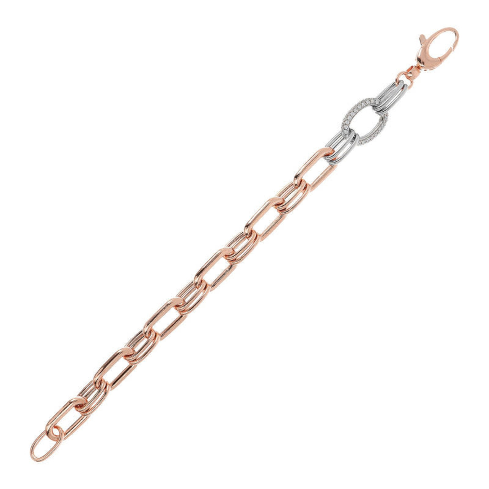 Bronzallure BRONZALLURE Long Link Bracelet With CZ