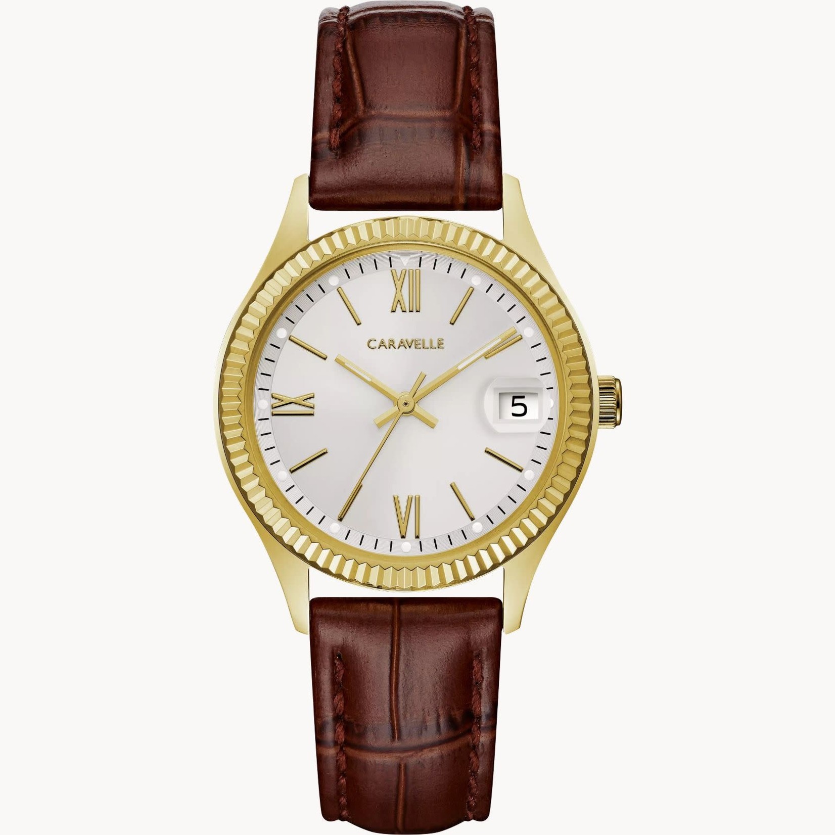 Caravelle by Bulova LW Round G Brwn Leather
