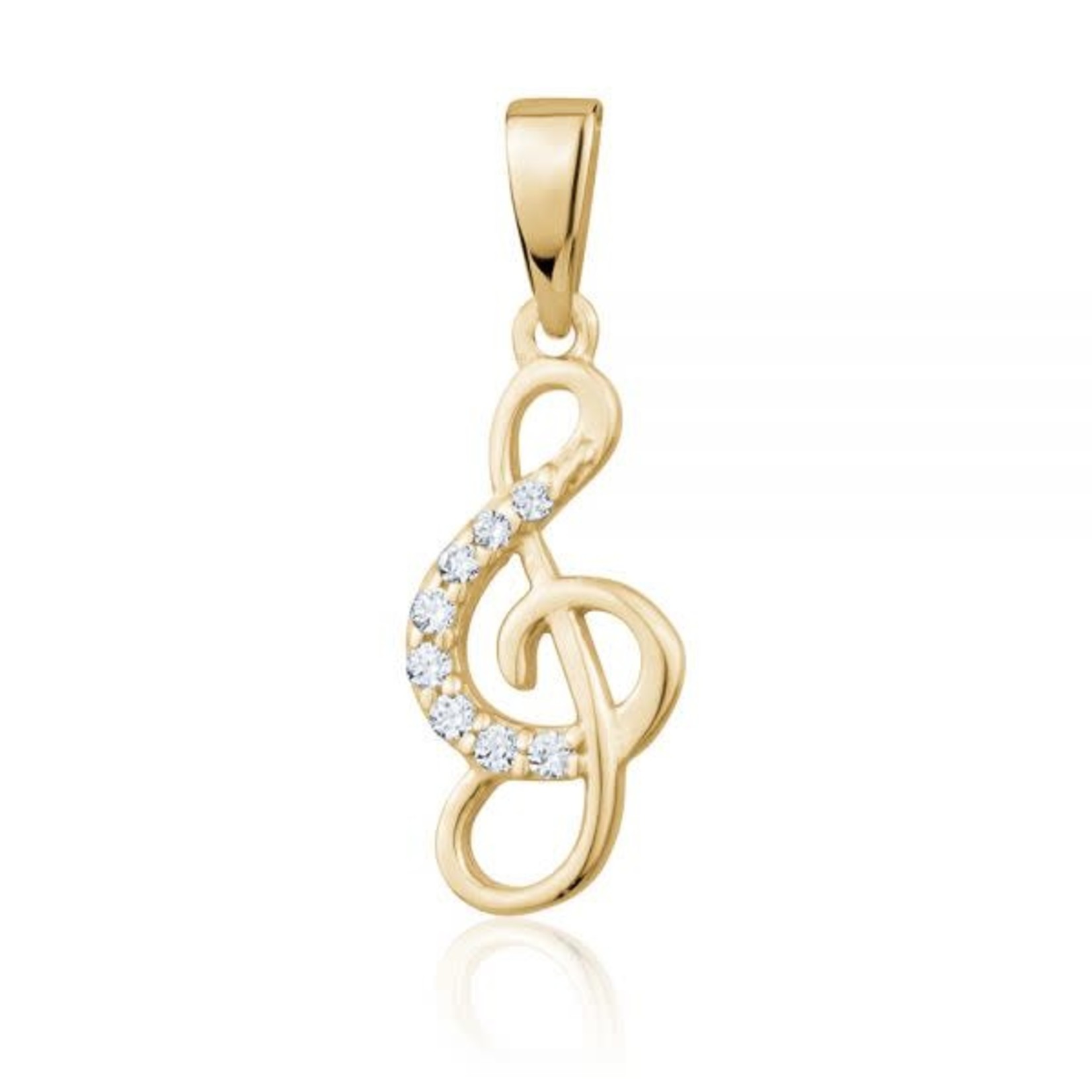 10KY CZ Musical Note Pendant