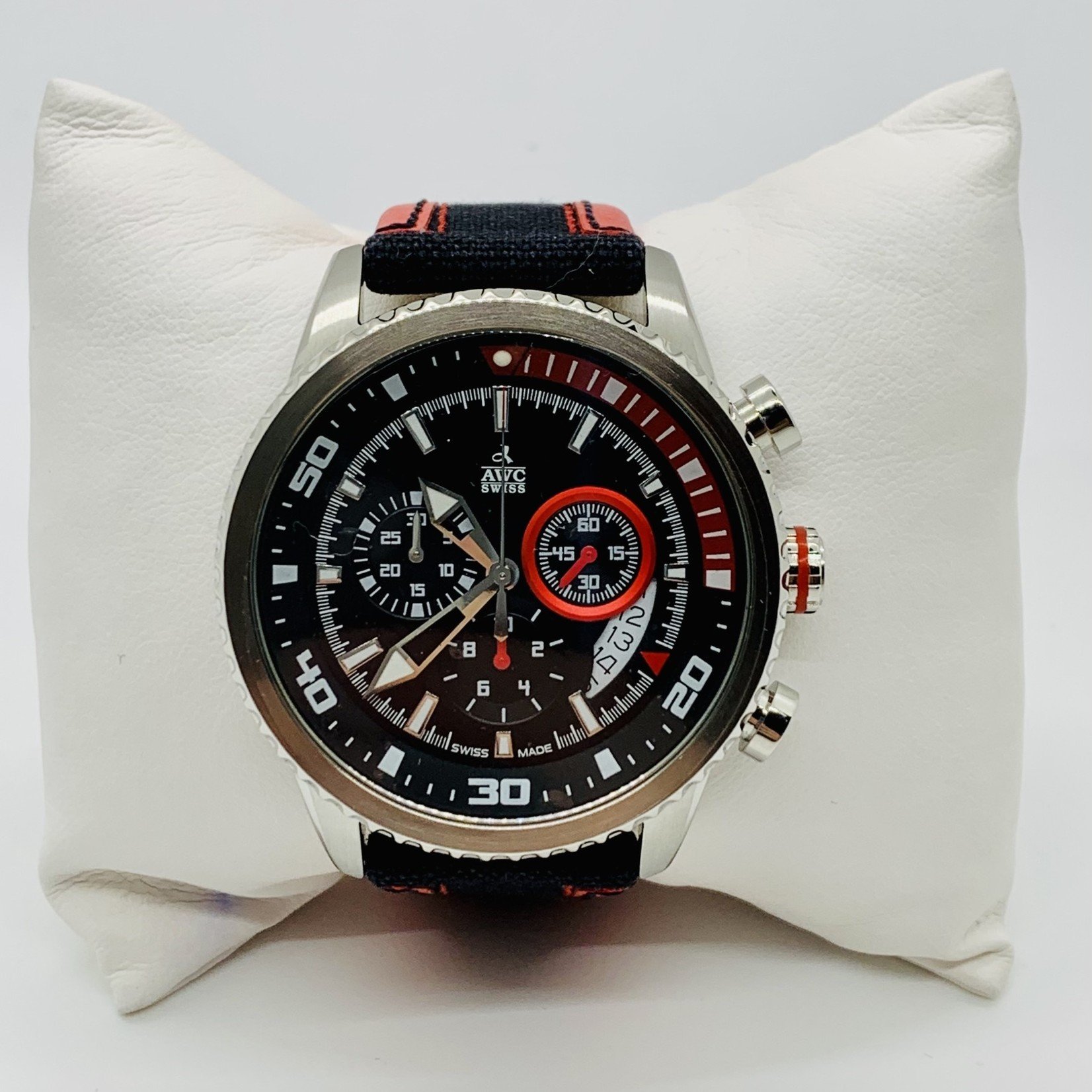 AWC Alpha Chrono Racing Black/Red Strap