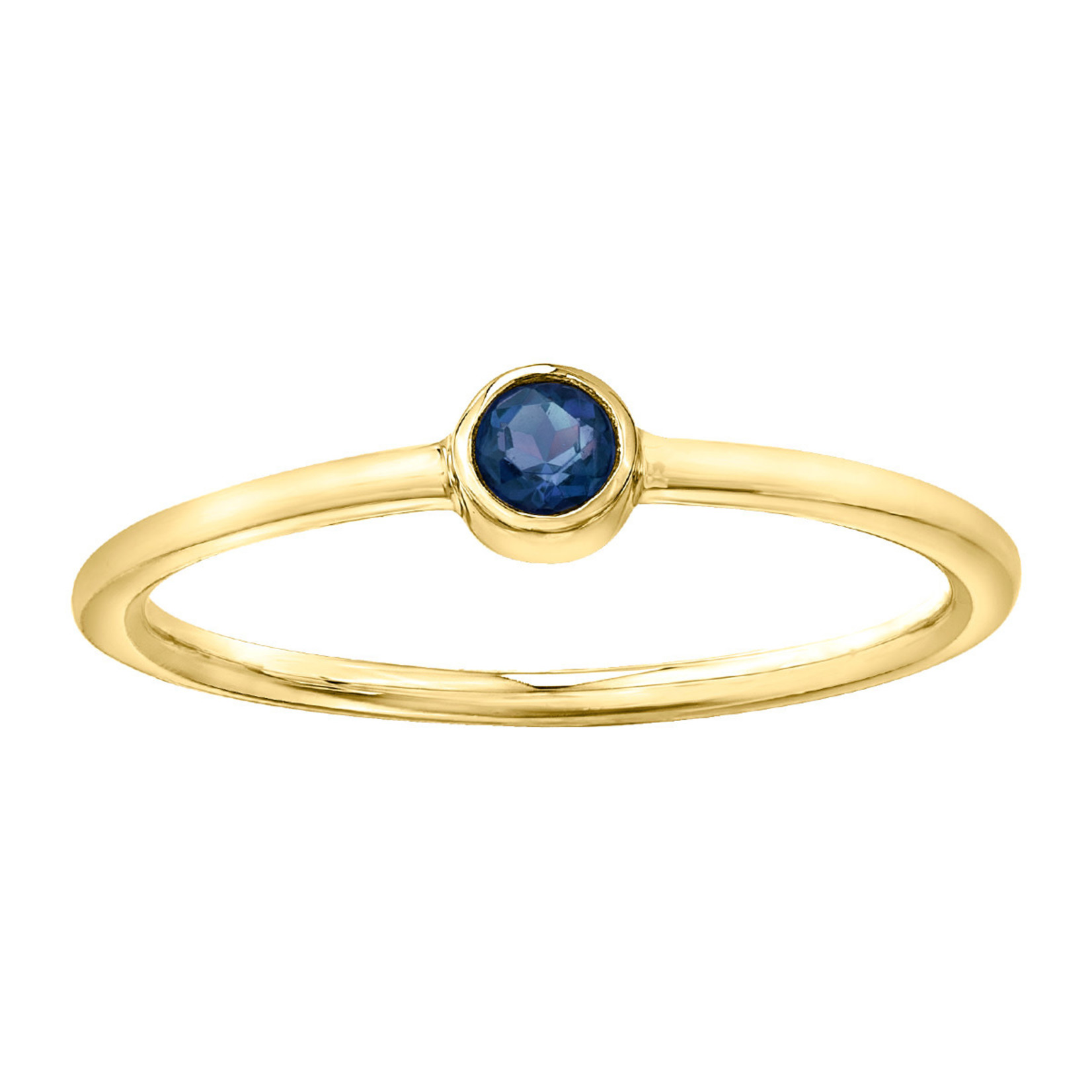 10K YG Sapphire Stackable Round Ring