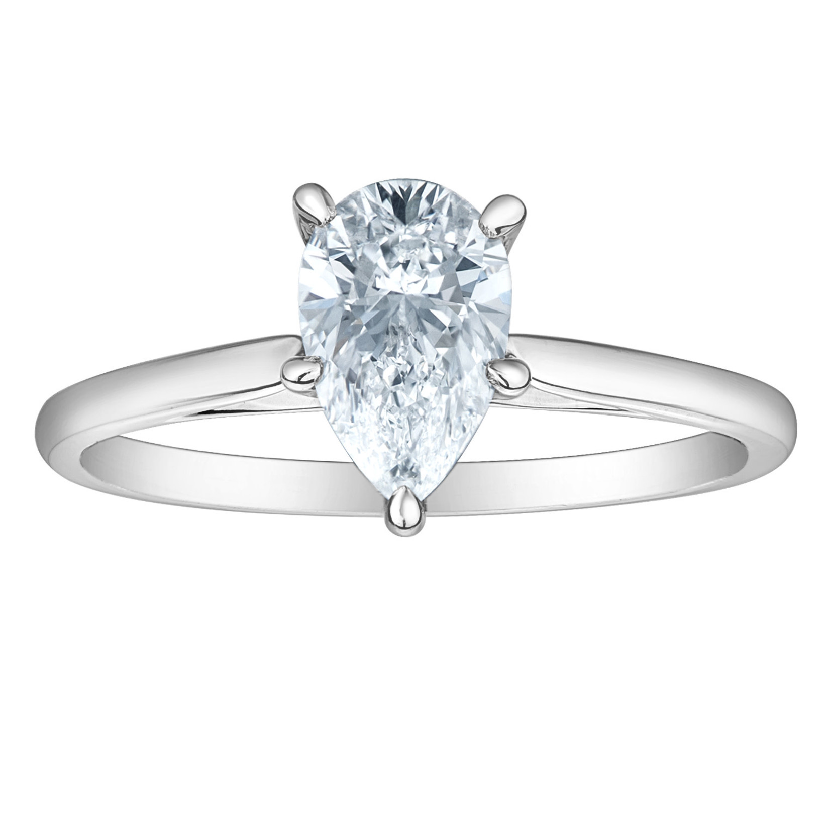 14K WG 1.00CT Pear Shape Cathedral Solitaire