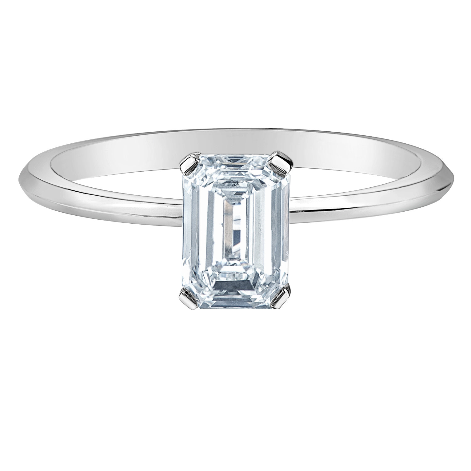 14K WG 1.01CT Emerald Cut Knife Edge Solitaire Taylor's Jewellers