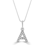 10K WG 0.05CT Diamond Initial A Pendant With Cable Chain