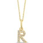 ICICLES 10K YG 0.05CT Diamond Initial R Pendant With Cable Chain