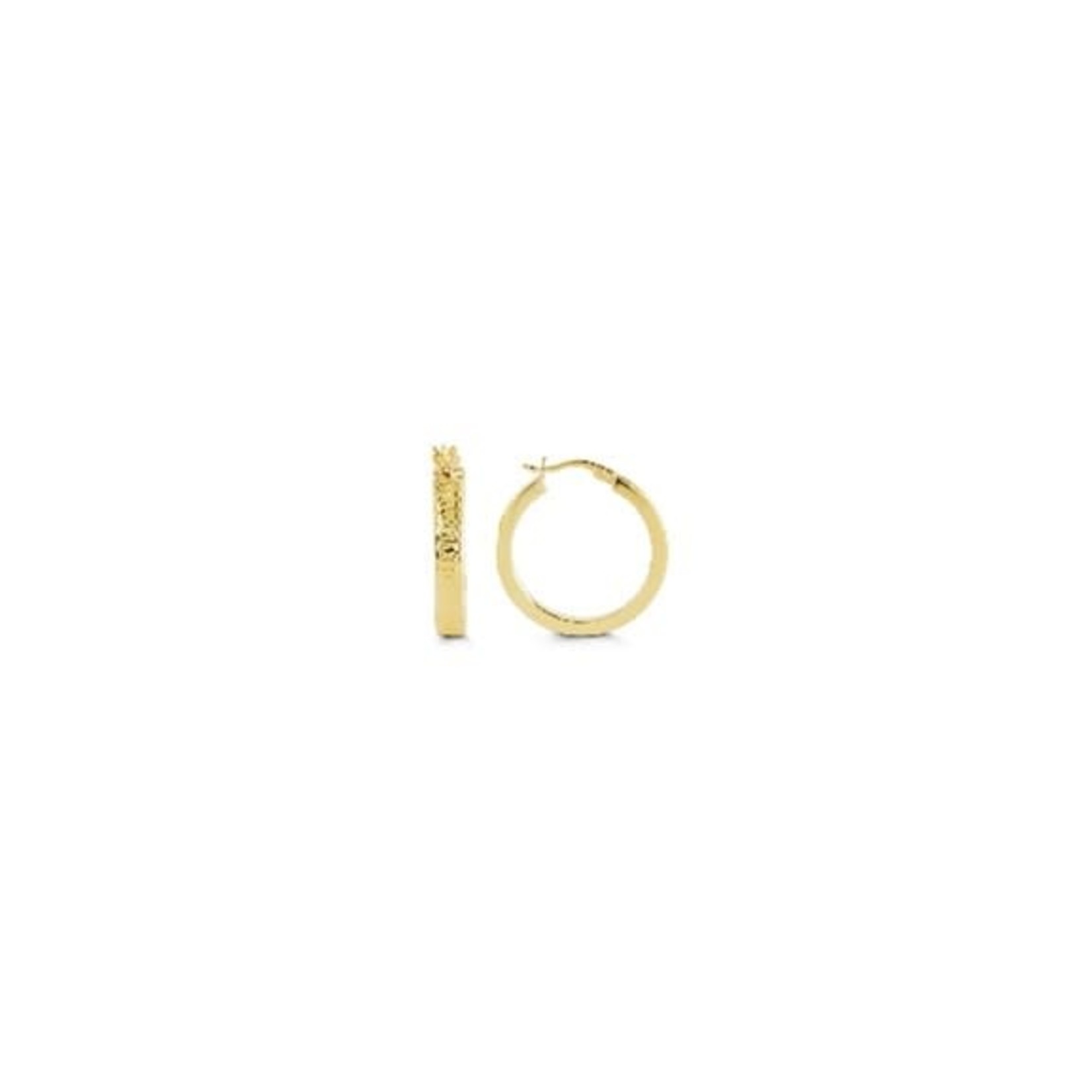 10K Yellow Gold Diamond Cut Hoop Earrings - 1008F