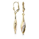 10K Gold 3-Tone Dangling Frenchback Earrings