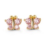 14K YG Pink Cubic Zirconia Baby Earrings