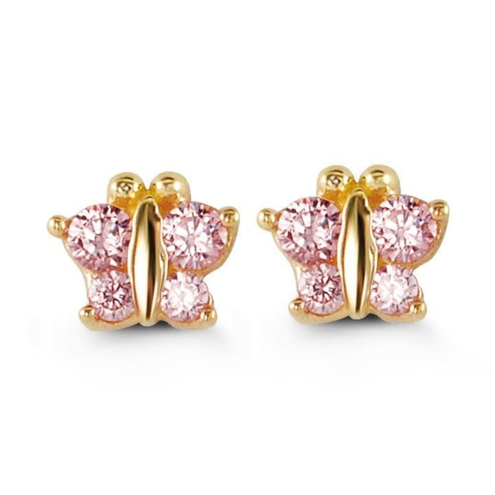 14K YG Pink Cubic Zirconia Baby Earrings