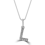 ICICLES 10K WG 0.03CT Diamond Initial L Pendant With Cable Chain