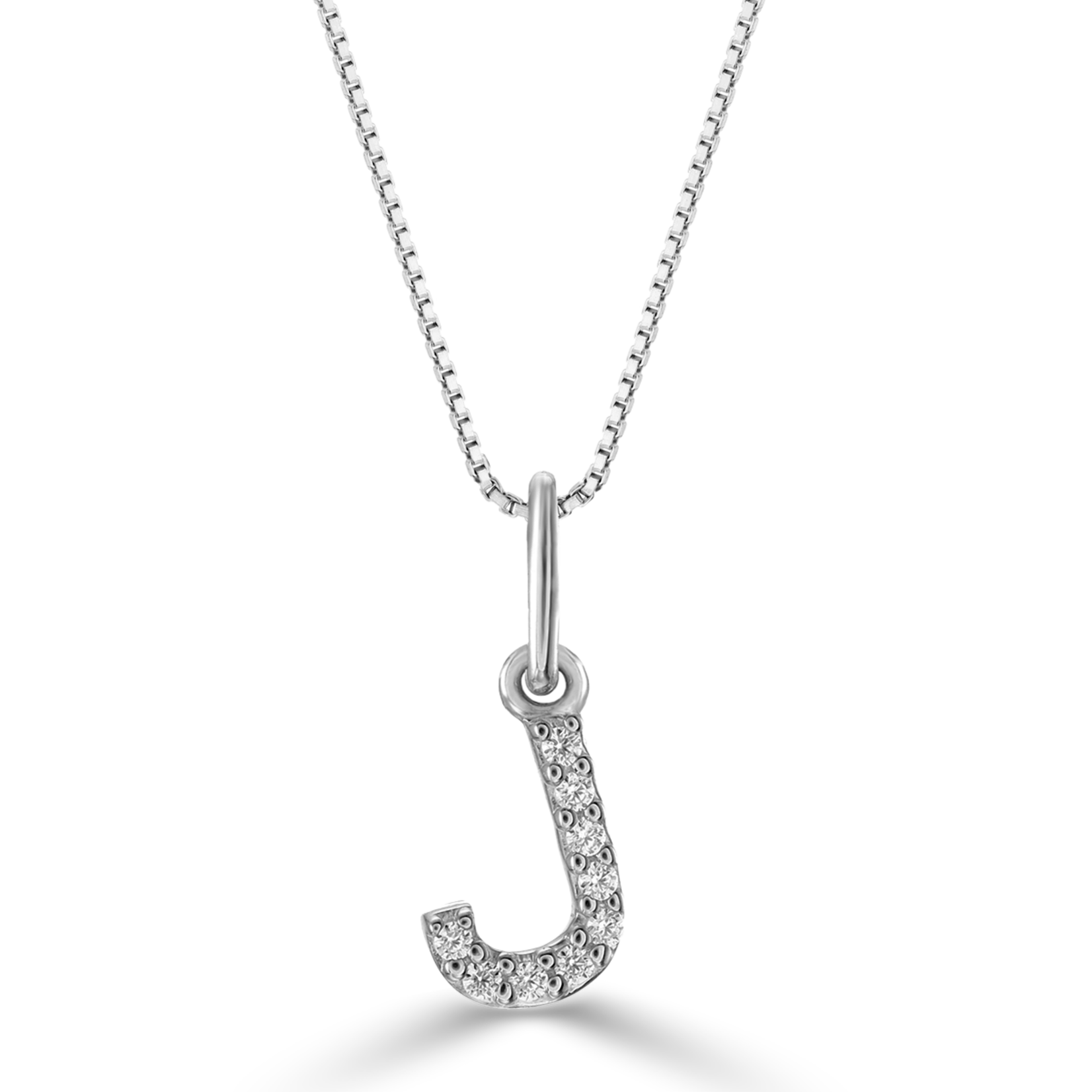 ICICLES 10K WG 0.03CT Diamond Initial J Pendant With Cable Chain