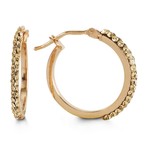 10K Tower Rose Gold CZ Hoop Earrings - 1015D