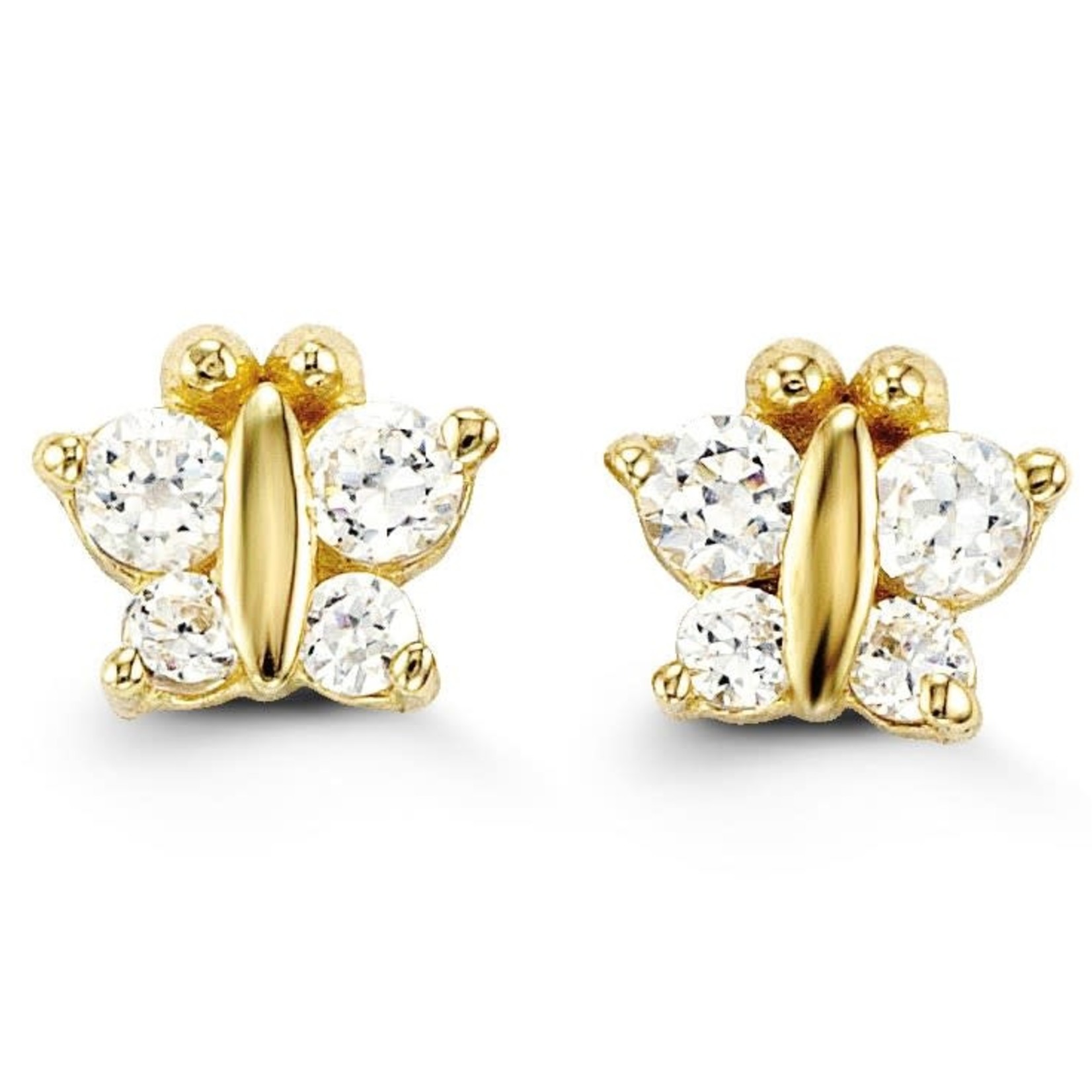 Bella Baby Collection 14K YG White Cubic Zirconia Baby Earrings