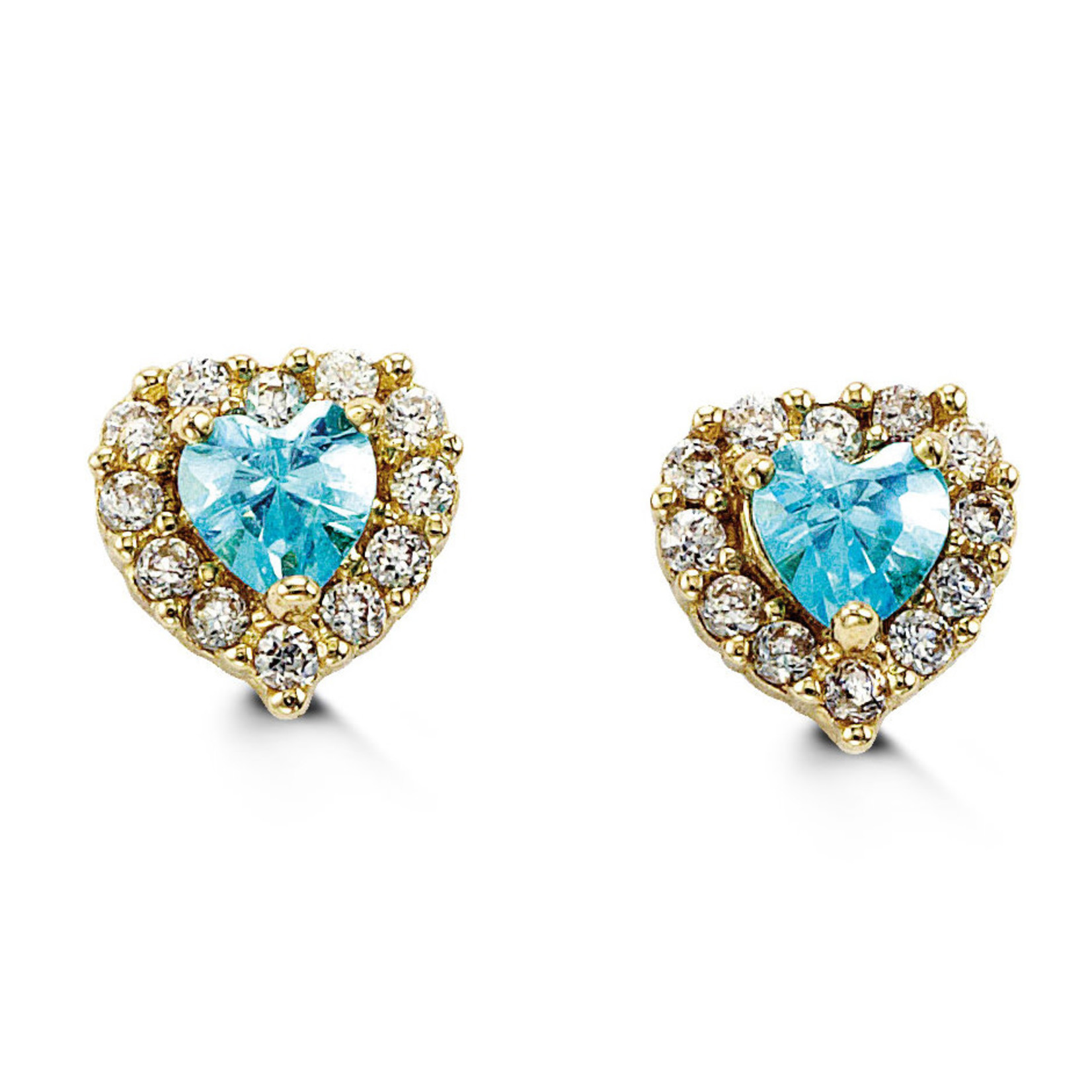 14K YG Light Blue Cubic Zirconia Baby Earring