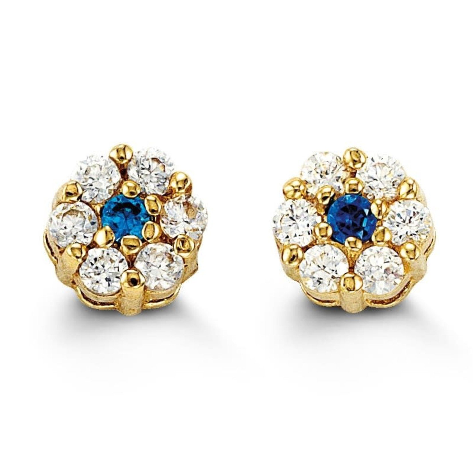 14K YG Blue Cubic Zirconia Baby Earrings