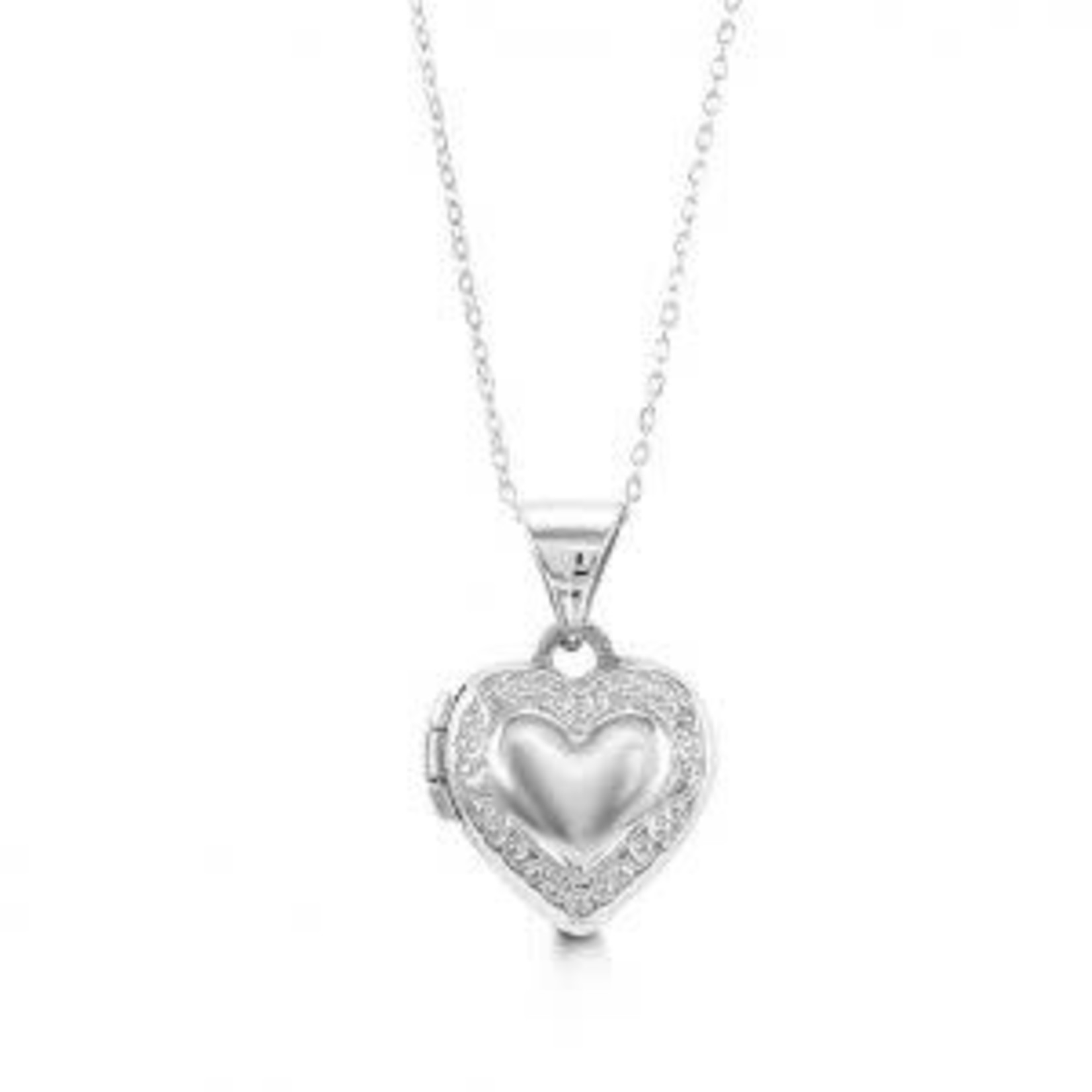 10K WG Baby Heart Locket & Chain 14"