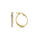 Bella Gold Tower Collection 10K Gold 2x20mm Two Tone Diamond Cut Hoop