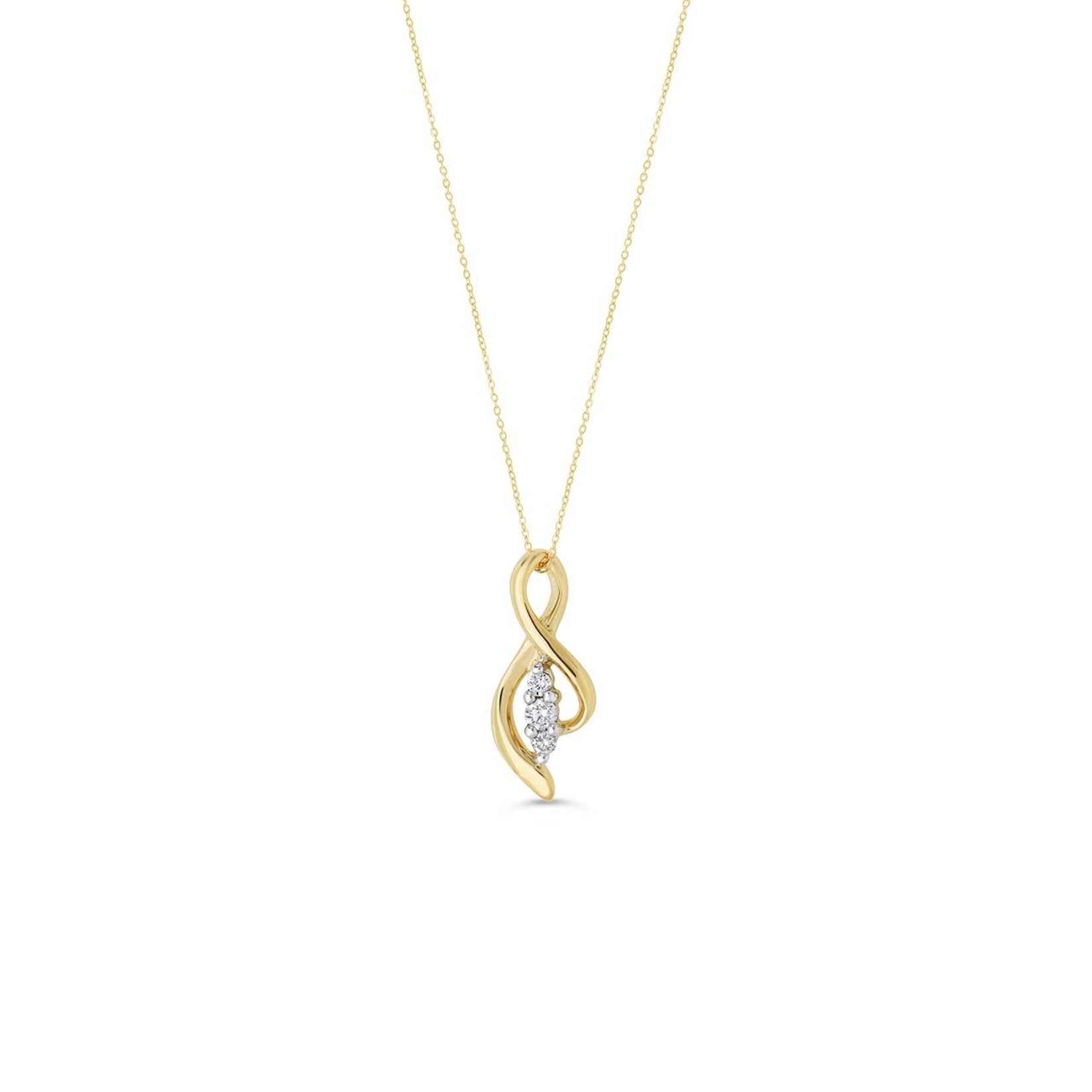 10K YG 0.08CT DIAMOND 3 STONE OPEN SIDE FIGURE 8 PENDANT WITH CHAIN