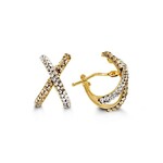 10K Yellow Gold X-shaped CZ Earrings - 1023A
