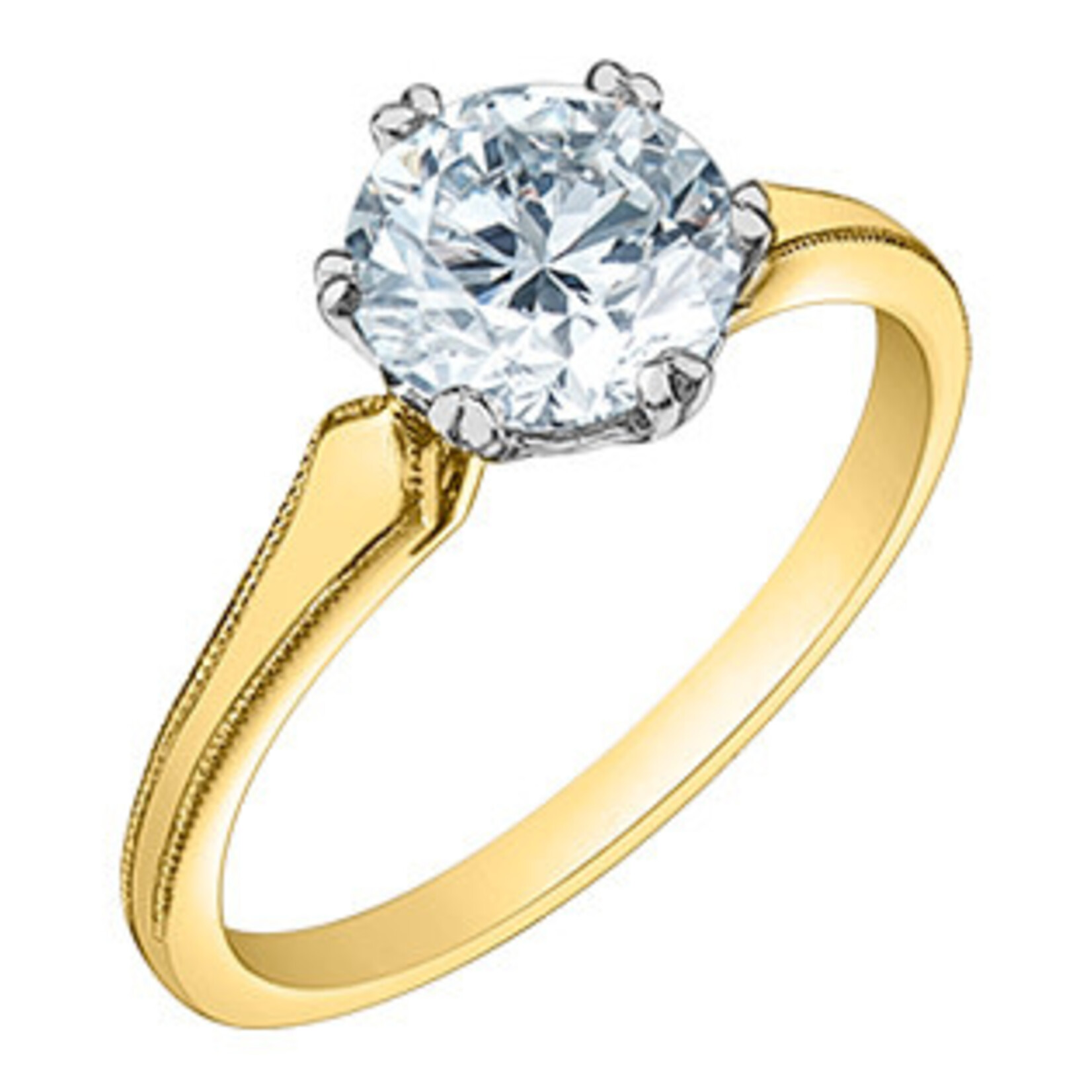 14K YG/WG 1 RD#LGD014439 Round 1.55CT Diamond Ring