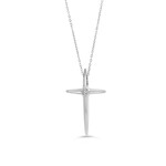 10K WG 0.007CT DIAMOND SINGLE STONE CROSS WITH CHAIN