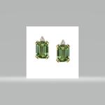 Maple Leaf Diamonds 14K YG 1 Green Tourmaline 7x5MM Earrings