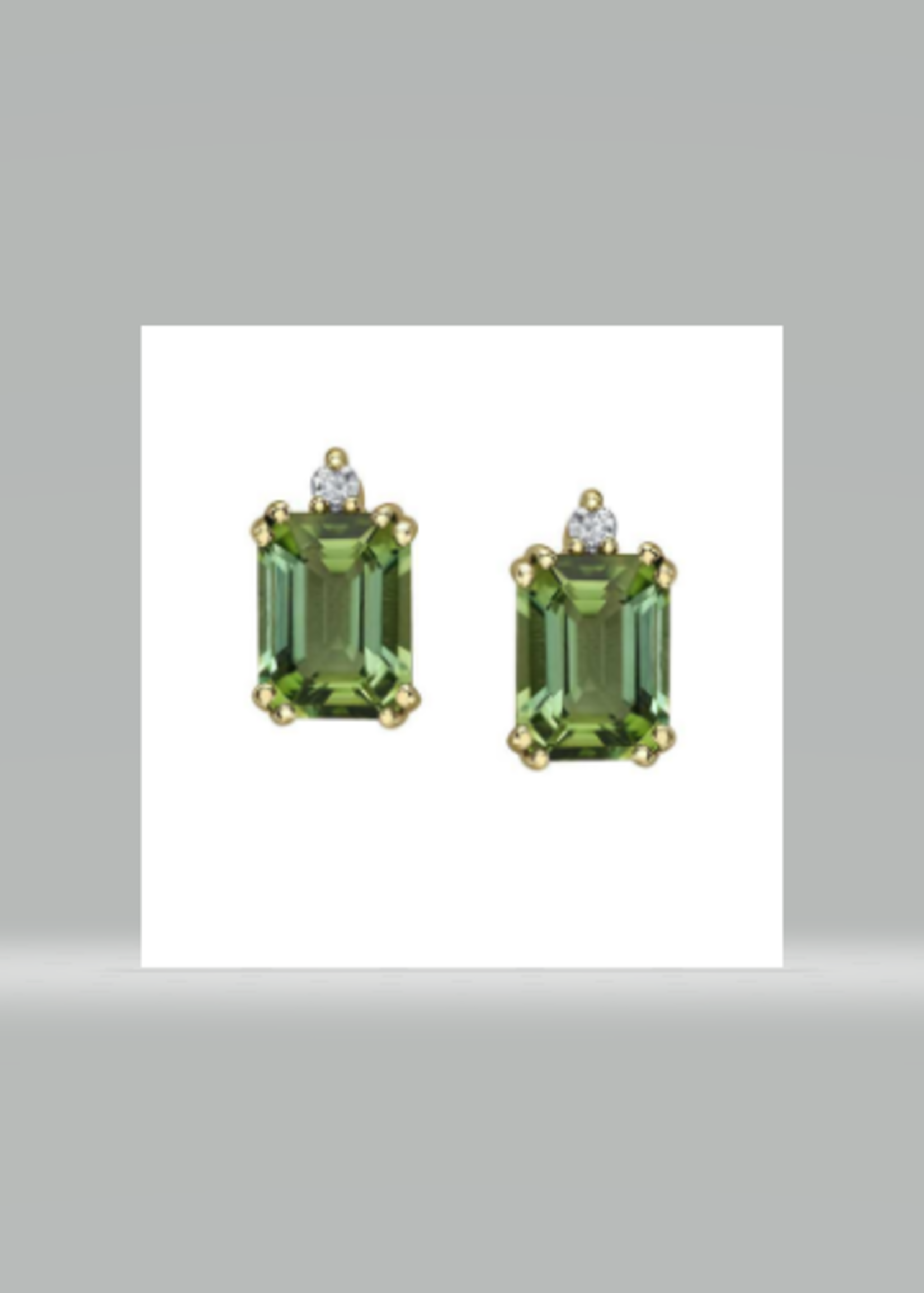 Maple Leaf Diamonds 14K YG 1 Green Tourmaline 7x5MM Earrings
