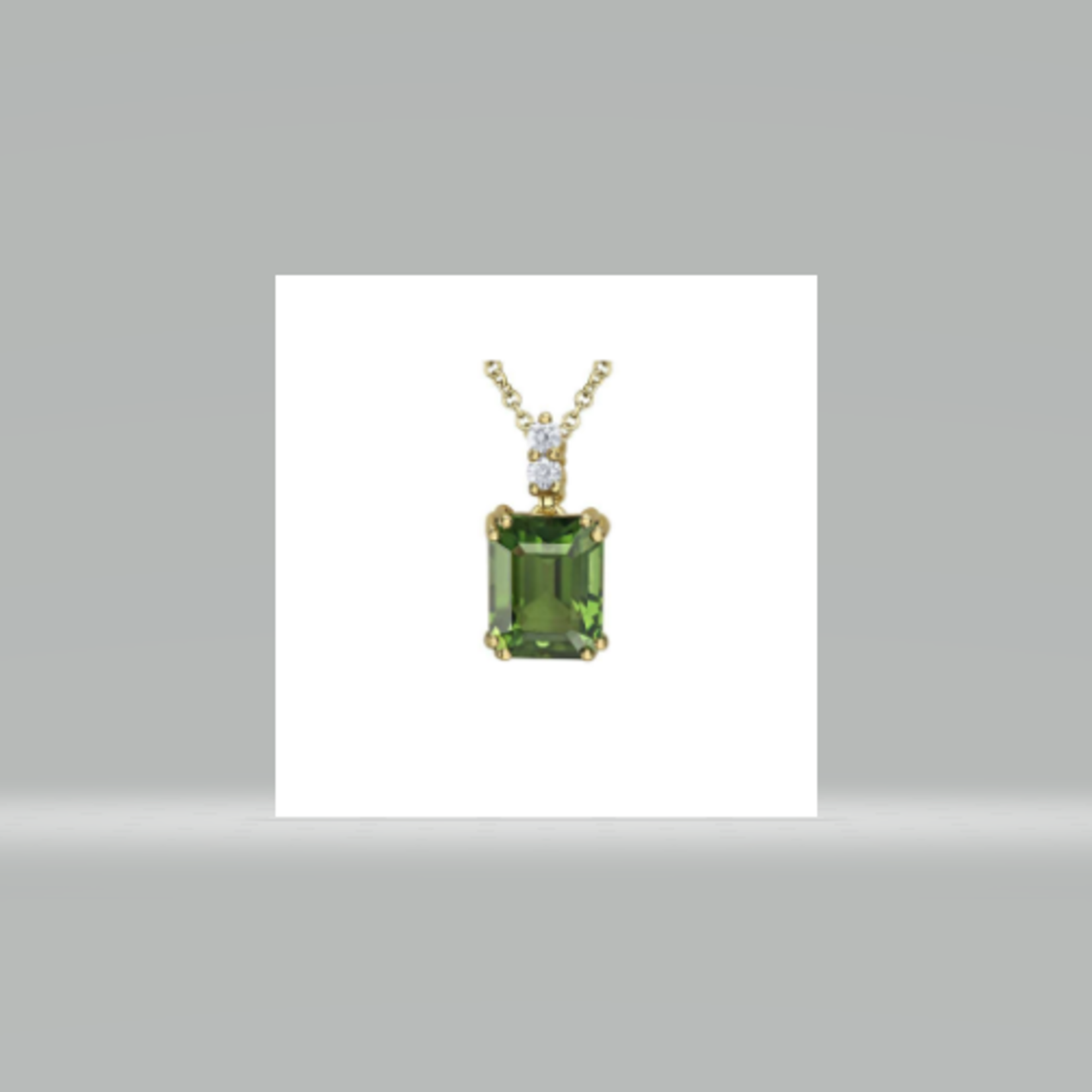 Maple Leaf Diamonds 14K YG 1 Green Tourmaline 9x7MM Pendant