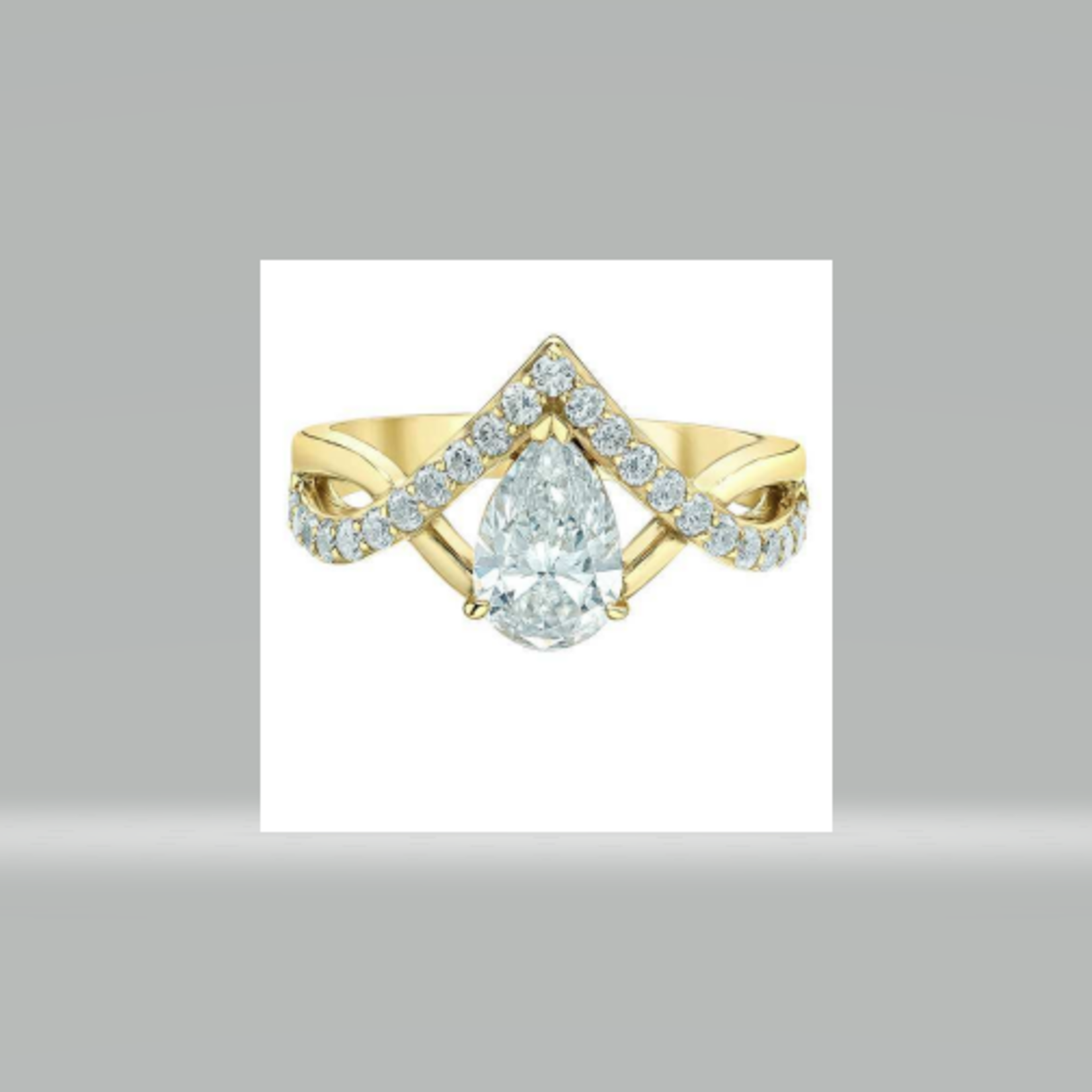 14K YG 1 RD#LGD008313 Pear Shape 1.02CT Diamond Ring