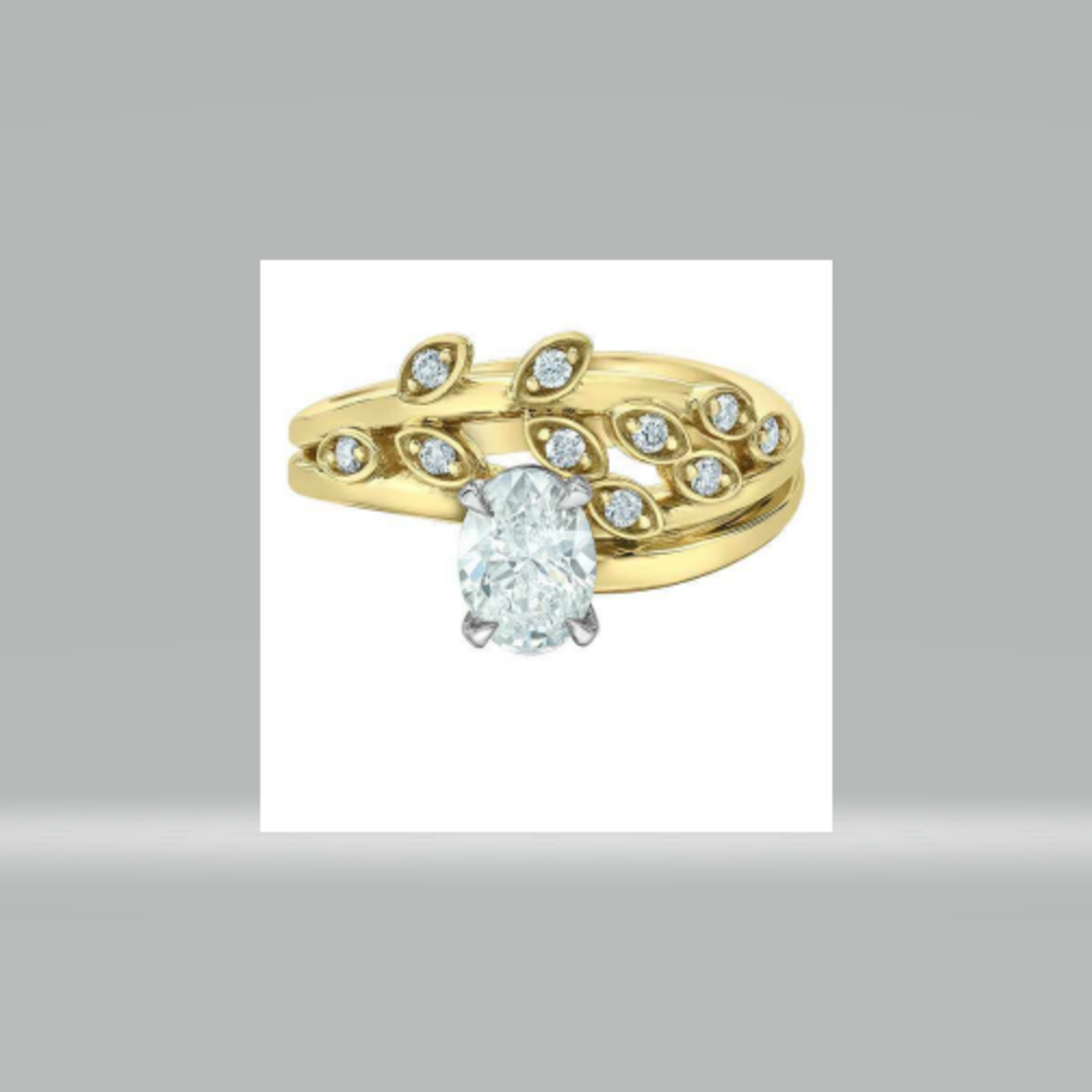 14K YG 1 RD#LGD012946 Oval .98CT Diamond Ring