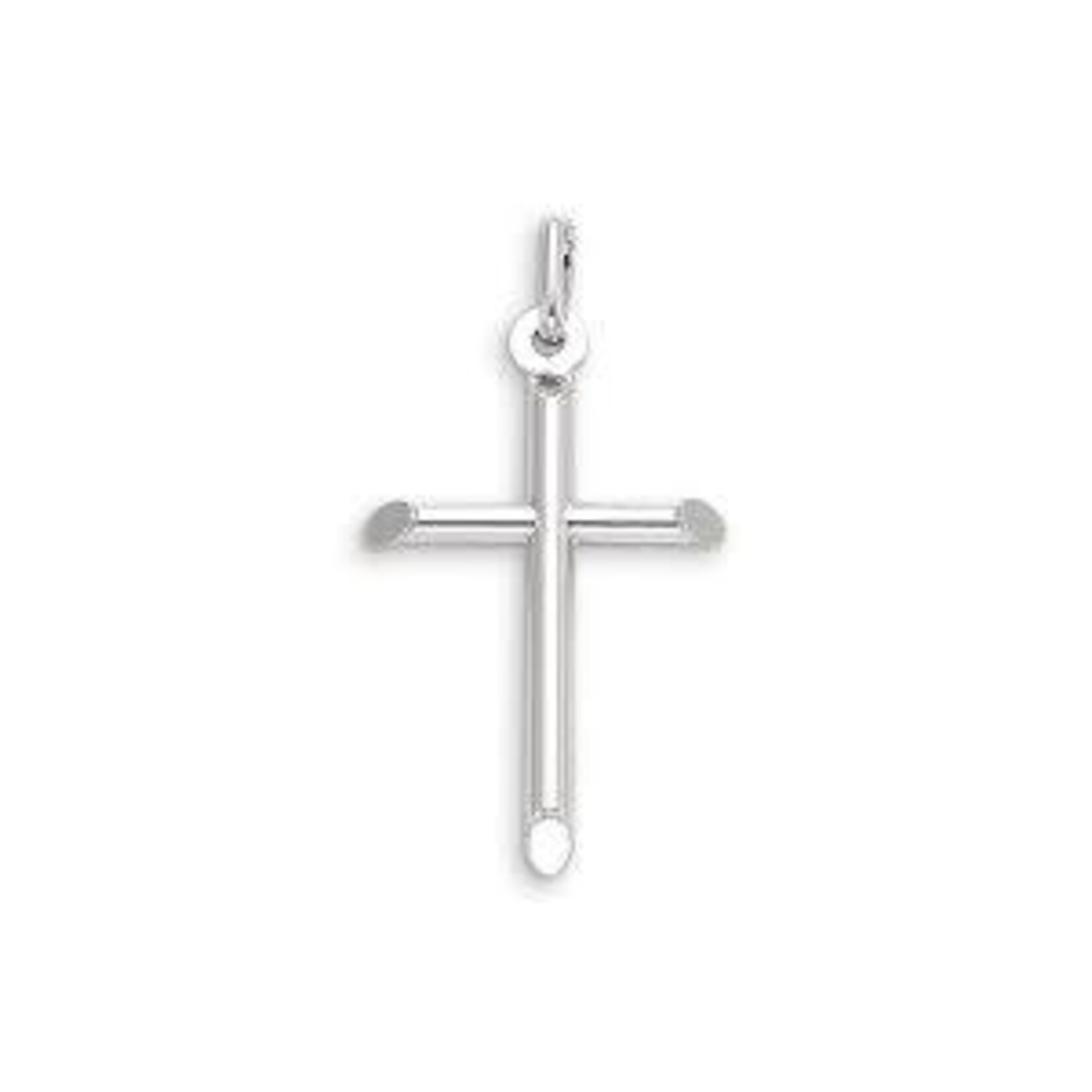 10K Faith White Gold Hollow Cross Pendant - 3132