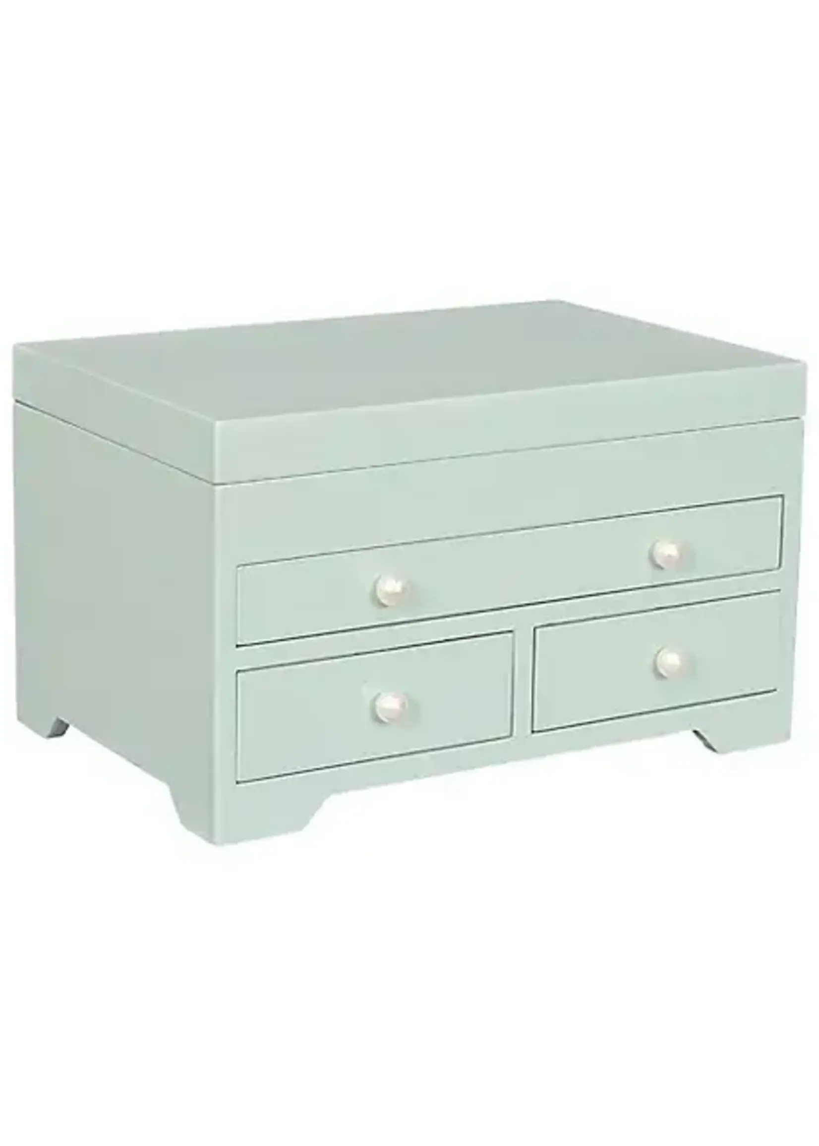 BIANCA WOOD Wood Lift-Top 3 Drawers Seafoam Ecru Suede