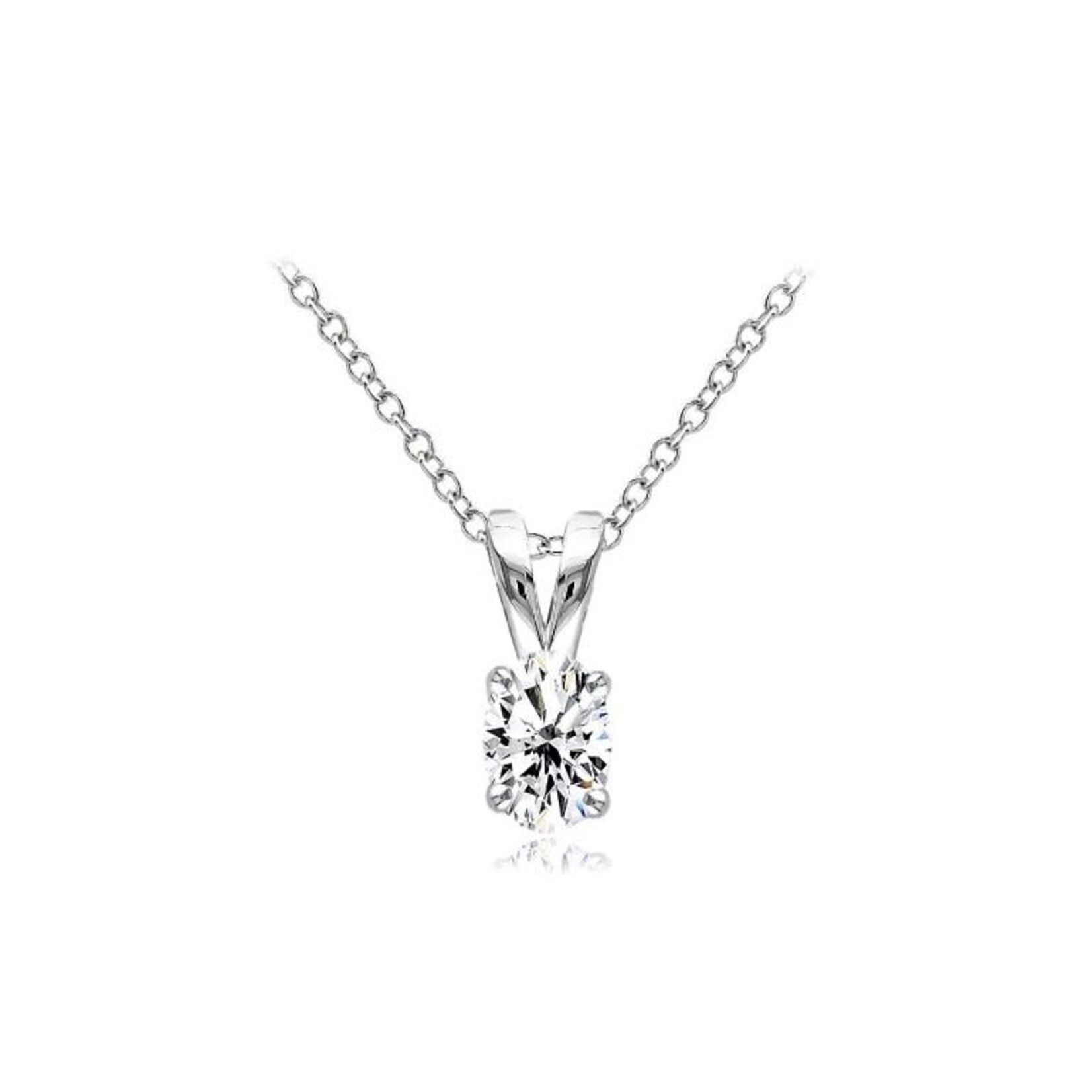 Silver Oval CZ Birthstone Pendant April