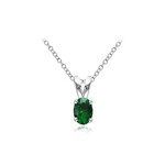 Silver Oval CZ Birthstone Pendant May