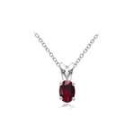 Silver Oval CZ Birthstone Pendant July