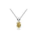 Silver Oval CZ Birthstone Pendant November