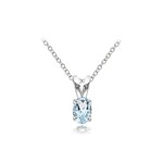 Silver Oval CZ Birthstone Pendant December