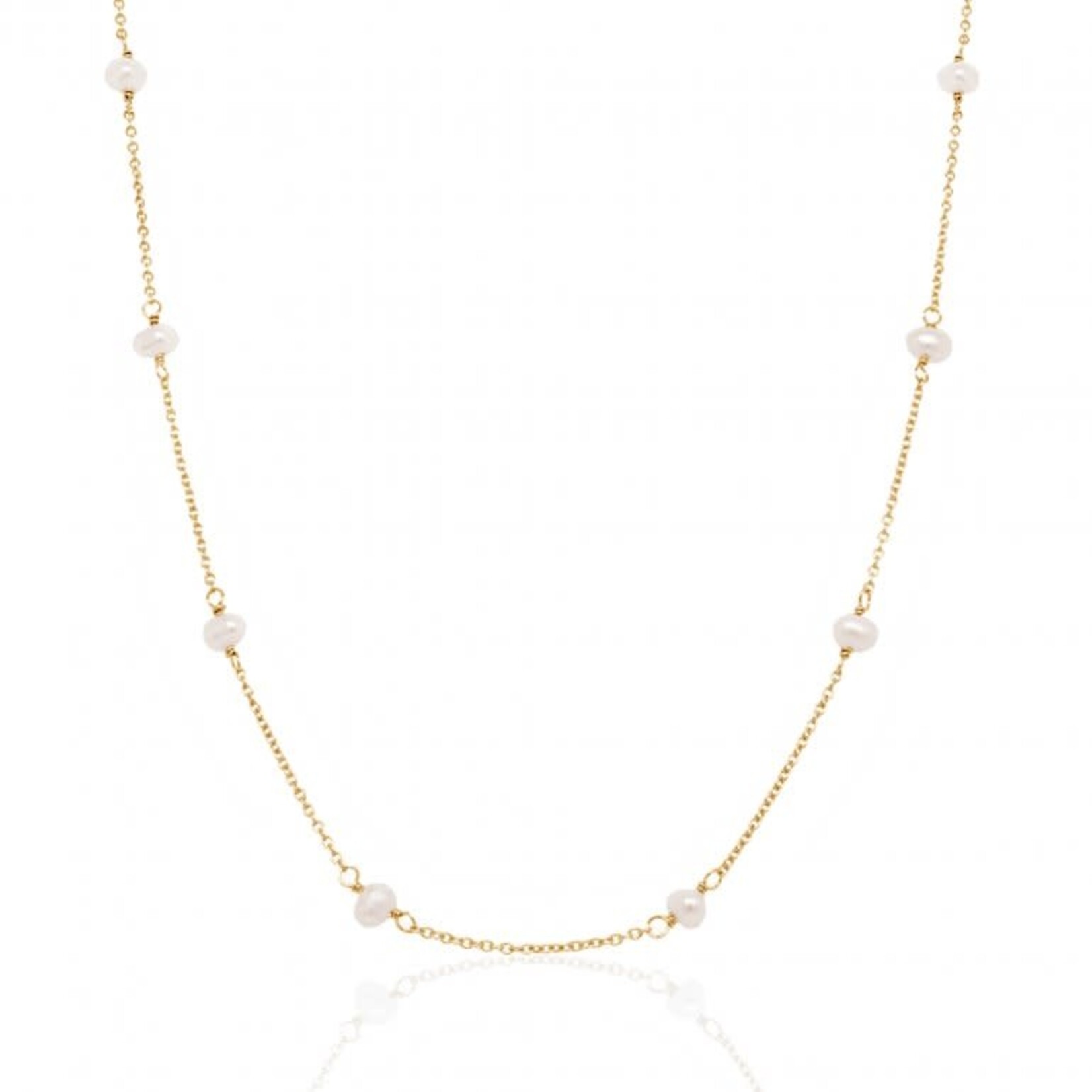 Pearl necklace with gold on sale chain