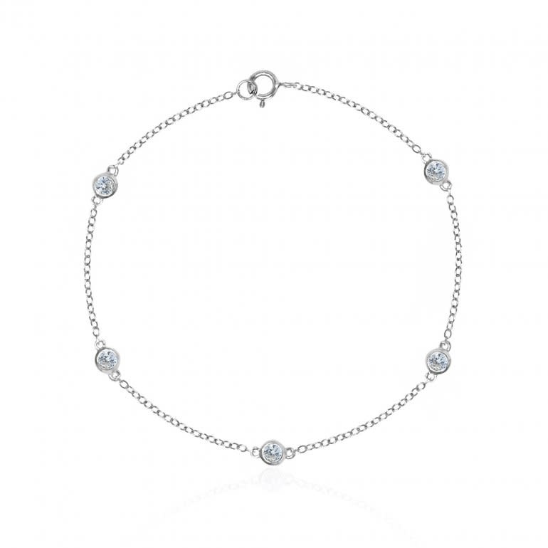 Sterling Silver Gold Plated Tiffany Inspired CZ by the Yard Anklet