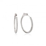 Sterling Silver RH Plated CZ 30MM Hoops