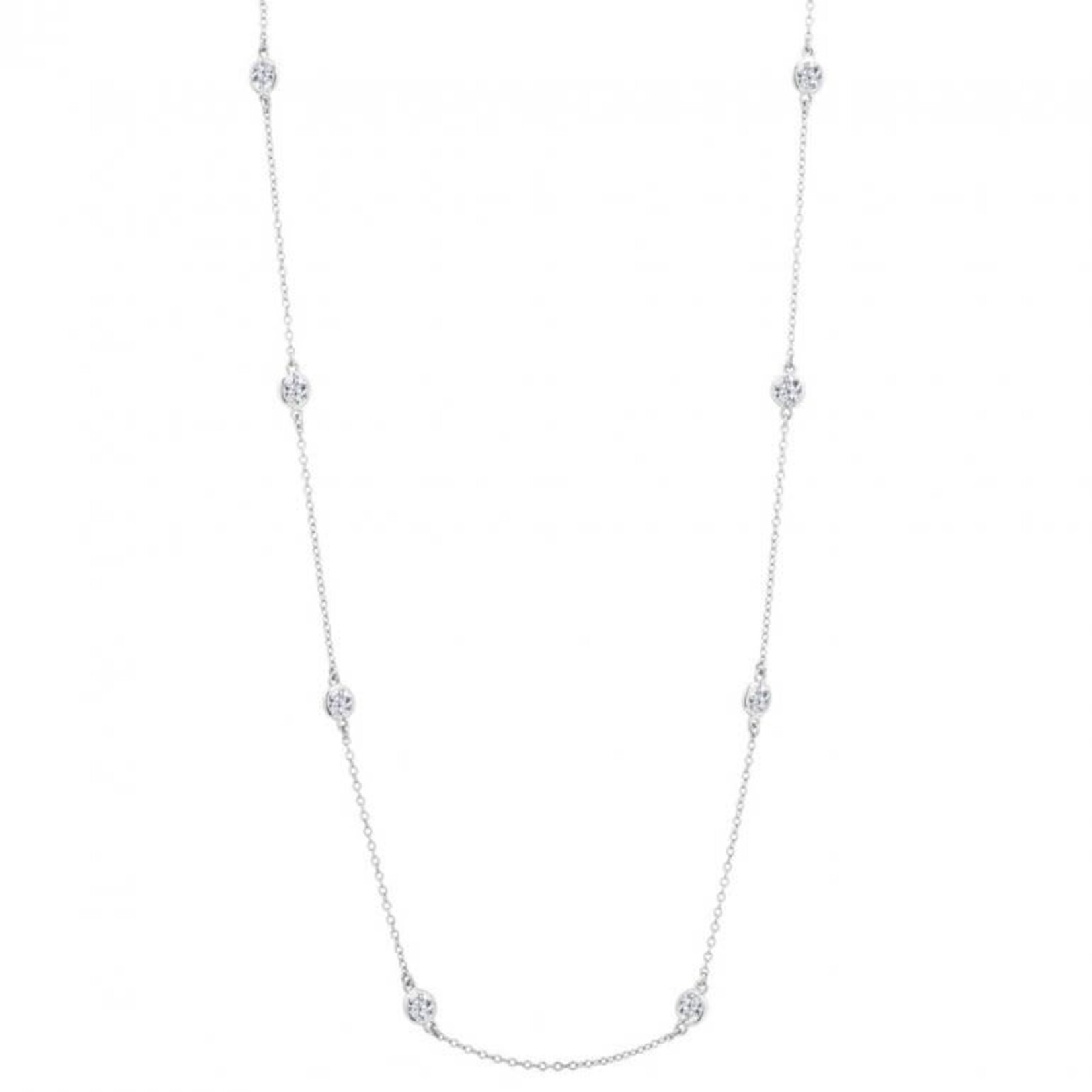 Sterling Silver Rhodium Plated Tiffany Inspired CZ by the Yard Necklace 18"